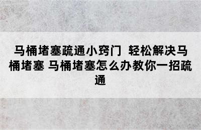 马桶堵塞疏通小窍门  轻松解决马桶堵塞 马桶堵塞怎么办教你一招疏通